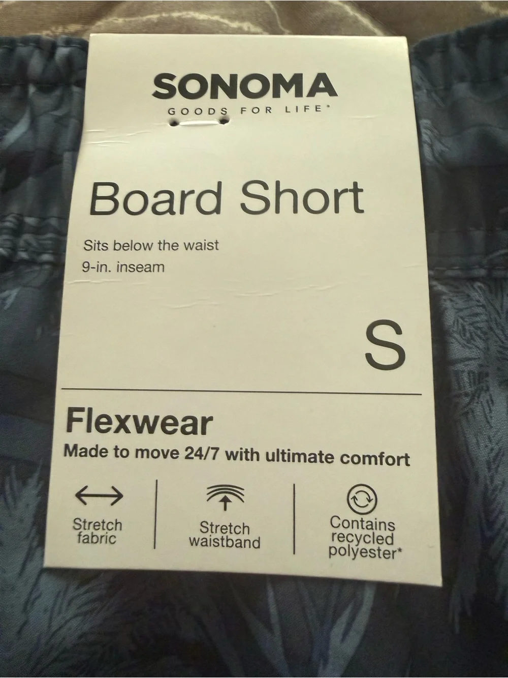 New w/Tags Sonoma Navy Palm-Print Swim Shorts